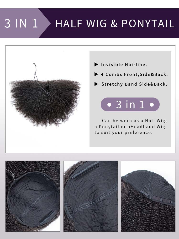 Chic Crop 3 IN 1 Half Wig Human Hair For Any Occasion