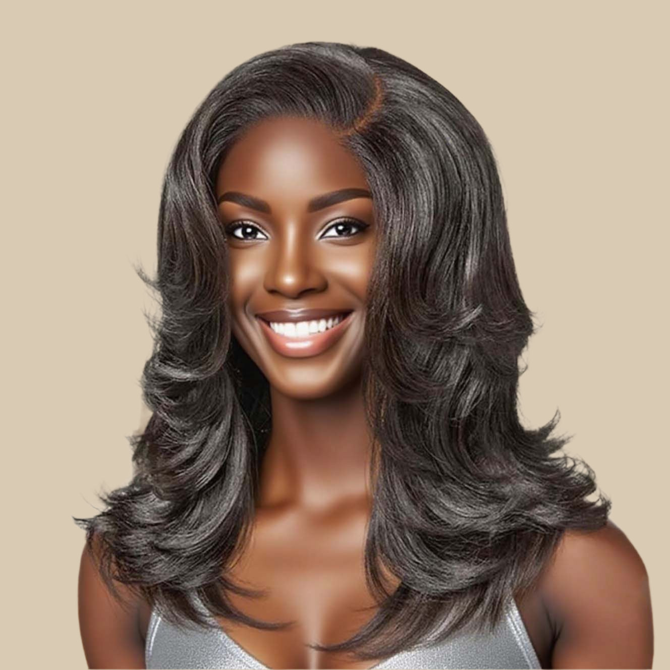 Varia Hair Layered Side Fringe Salt and Pepper Color Lace Wigs