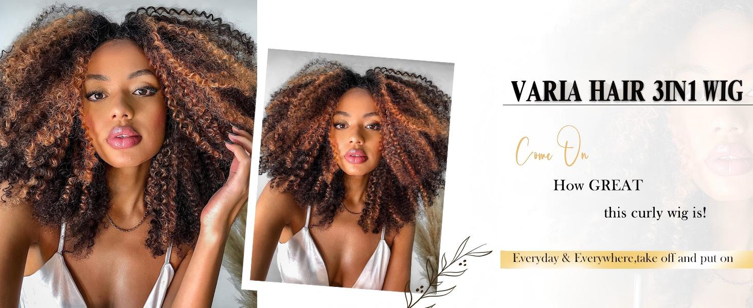 Discover the Magic of Varia Hair's Super Full 250% Density Highlight Brown Color 3C Curly Ready To Wear 3 in 1 Wig