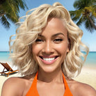 13*4 Lace Front Human Hair Wigs #613 Platinum Blonde Wavy Bob Side Part Glueless Pre Plucked No Shedding