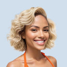 13*4 Lace Front Human Hair Wigs #613 Platinum Blonde Wavy Bob Side Part Glueless Pre Plucked No Shedding 2