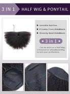 Chic Crop 3 IN 1 Half Wig Human Hair  For Any Occasion