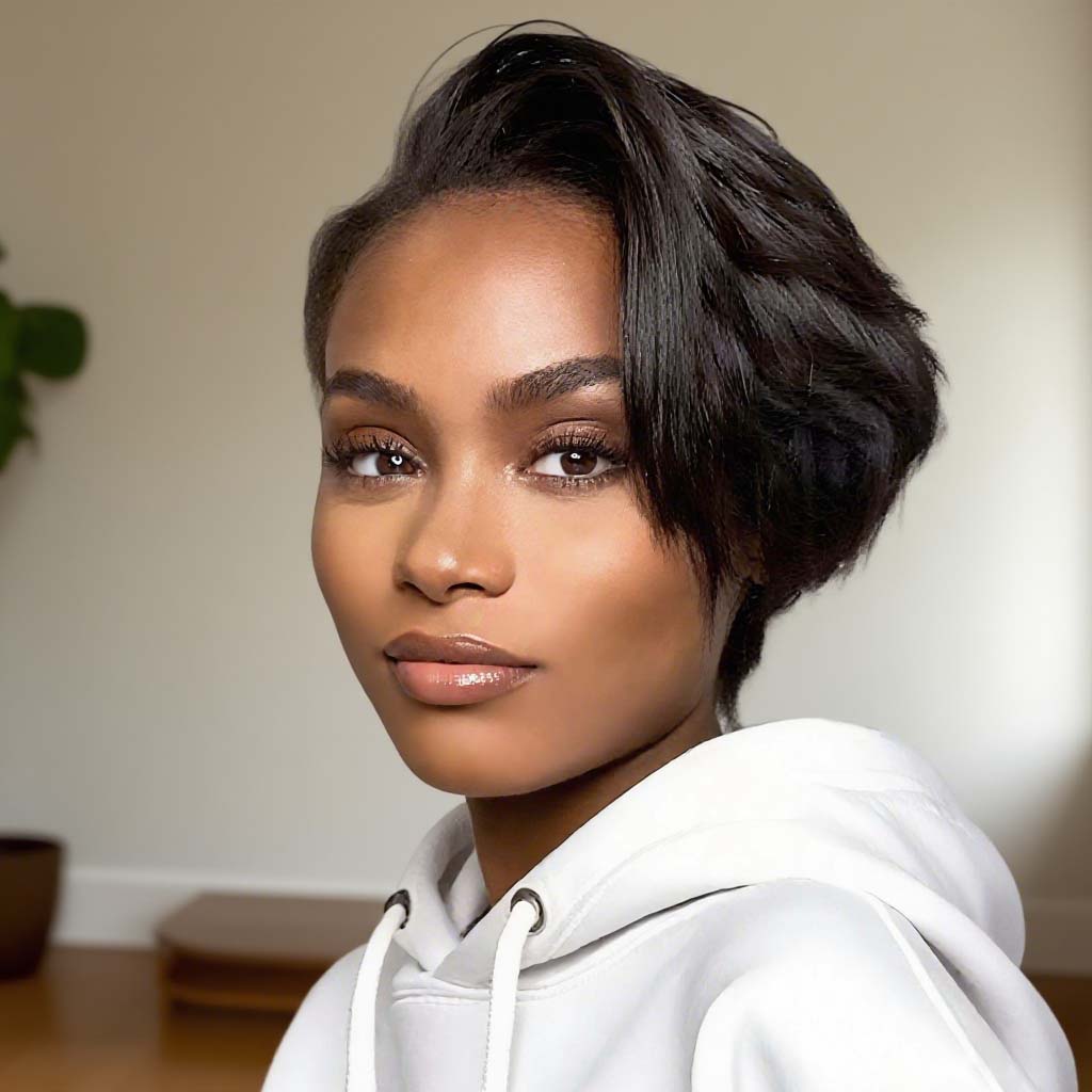 Glueless Human Hair 5*5 Lace Closure Wigs Short Layered Pixie Cut No Shedding Natural Hairline Pre Plucked