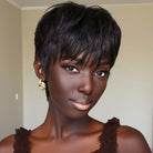 Pop On & Go Glueless Mini-Closure Lace Wigs Layered Pixie Cut with Bangs Short No Shedding Tangle Free