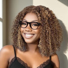  Ready to Go Glueless 5x5 HD Lace Wig Shoulder Length Bob Cut Soft Kinky Curly Highlight Honey Blonde Coloro