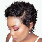 Ready to Wear Glueless  13*4 Lace Frontal Wigs Curly Human Hair Wigs Short Pixie Cut Pre Pluked Pre Bleached Hairline