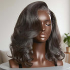 Varia Hair Honey Blonde Highlight /Natural Black Bouncy Body Wave Glueless 13x4 Frontal Lace Human Hair Wig