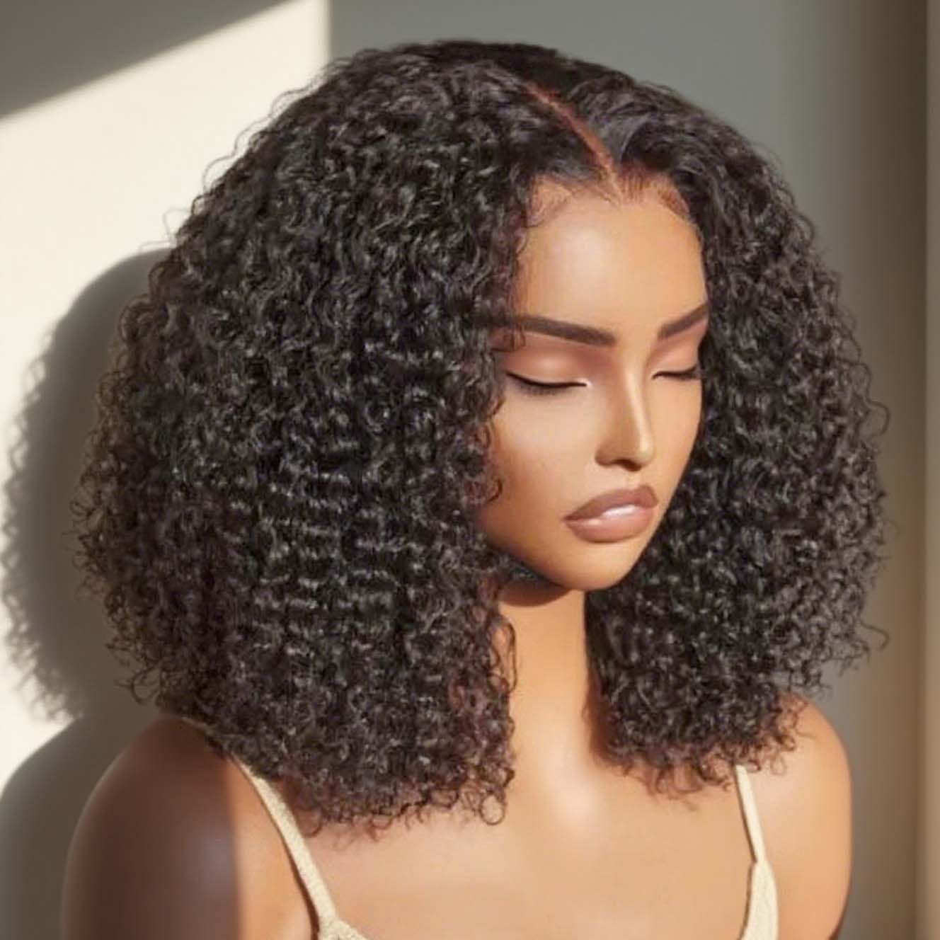  Varia Hair Ready to Go Glueless 5x5 HD Lace Wig Shoulder Length Bob Cut Soft Kinky Curly Highlight Honey Blonde Color