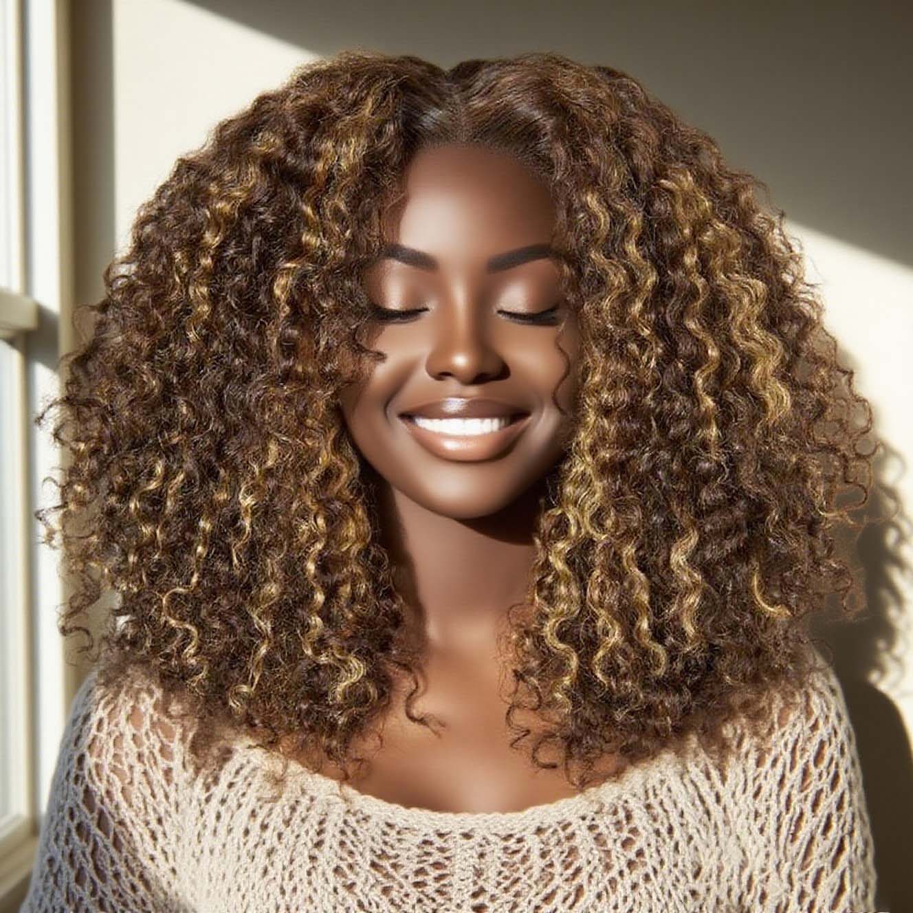  Ready to Go Glueless 5x5 HD Lace Wig Shoulder Length Bob Cut Soft Kinky Curly Highlight Honey Blonde Coloro