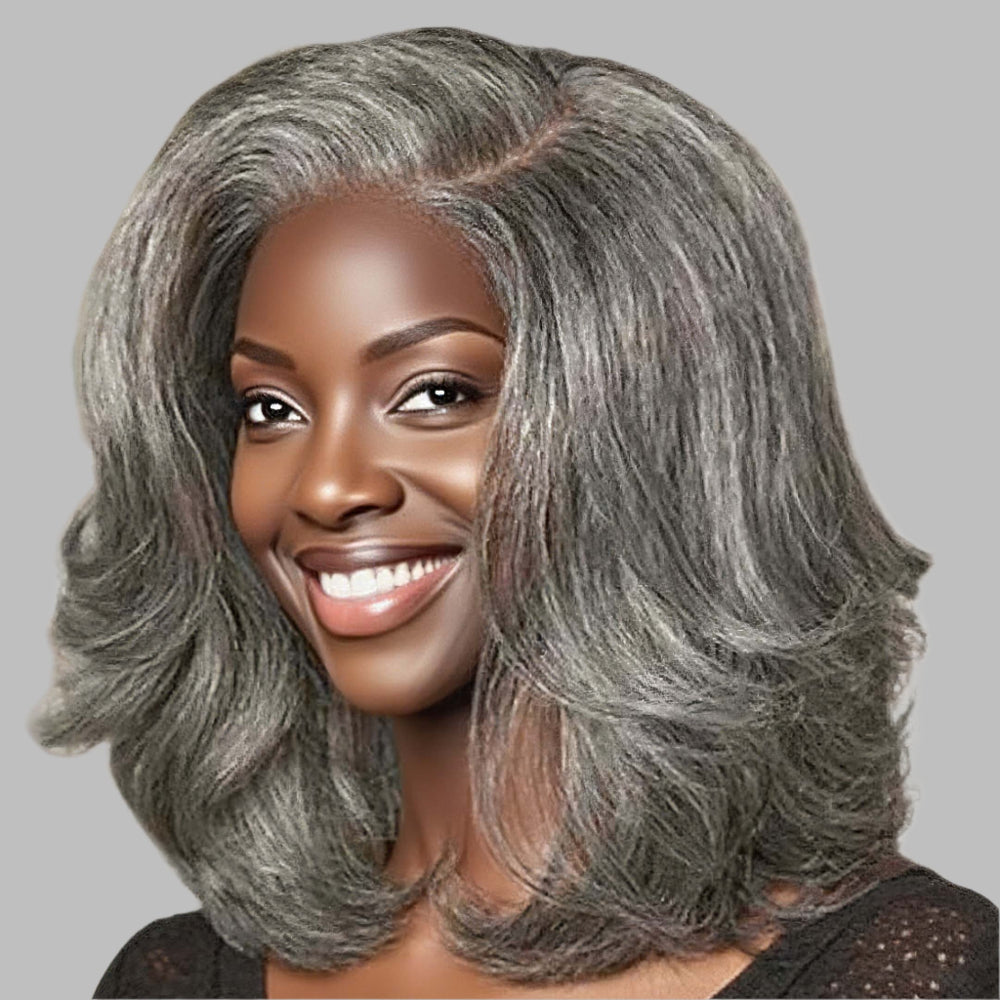 Varia Hair Side Part Wavy Style Salt and Pepper Color Lace Wigs