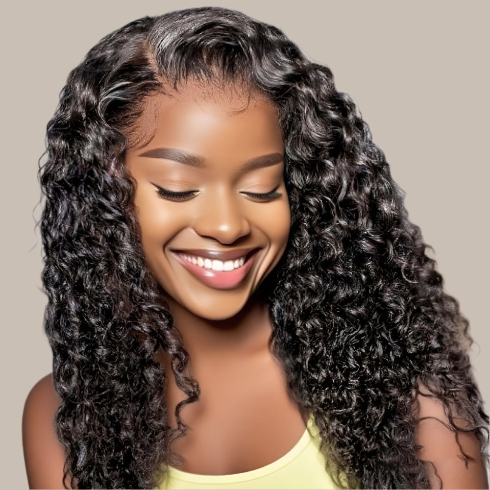 Wet and Wavy 5x5 Closure Pre Cut Lace Water Wave Wig Glueless Side Part Human Hair Wig Breathable Cap 1