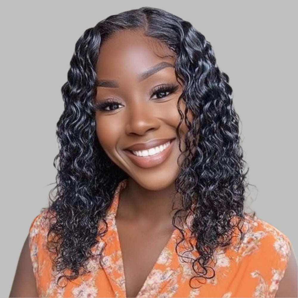 Wet and Wavy 5x5 Closure Pre Cut Lace Water Wave Wig Glueless Side Part Human Hair Wig Breathable Cap 3
