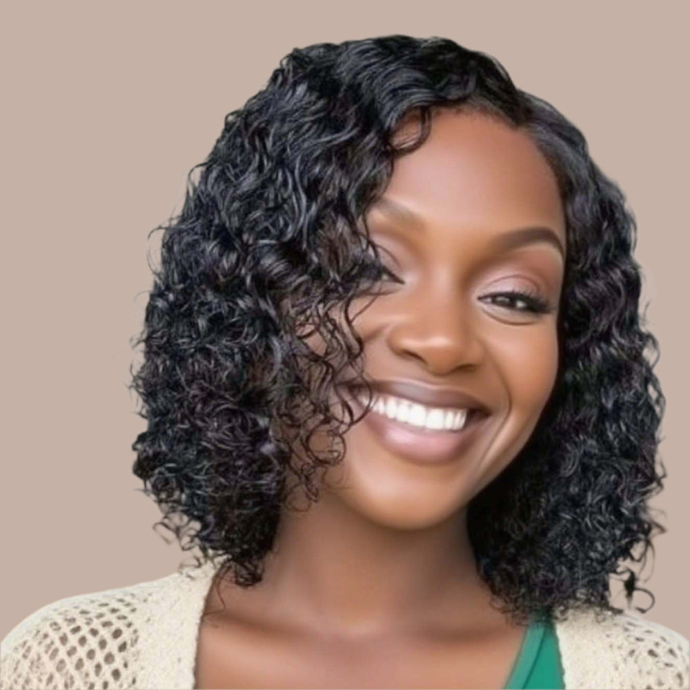 Wet and Wavy 5x5 Closure Pre Cut Lace Water Wave Wig Glueless Side Part Human Hair Wig Breathable Cap 4